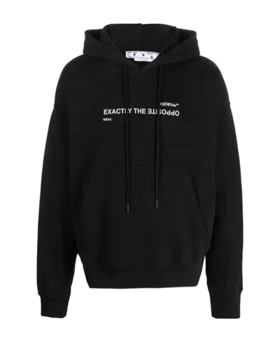 Off-white Slogan-print Drawstring Hoodie In Black