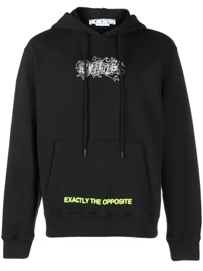 Off-white Slogan-print Drawstring Hoodie In Black