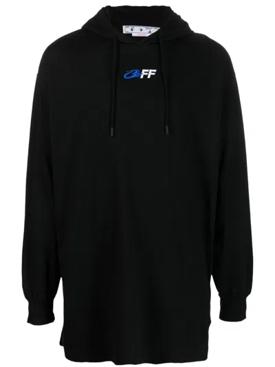 Off-white Slogan-print Drawstring Hoodie In Black