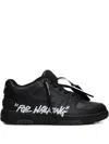 Off-white Out Of Office Black Low Top Sneakers With Arrow Patch In Leather Man In Black