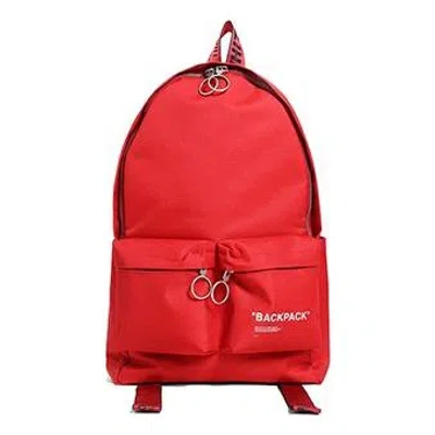 Off-white Slogan Printing Backpack Red