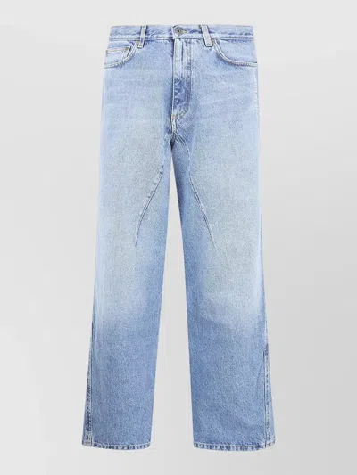 Off-white Slouchy Straight Leg Denim Five Pocket Trousers In Blue
