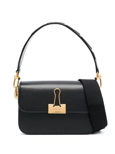 Off-white Binder Leather Shoulder Bag In Black