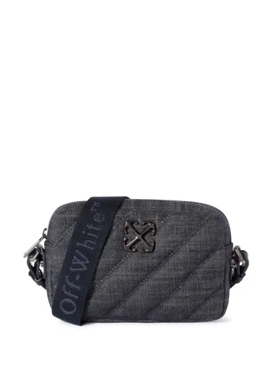 Off-white Small Quilted Denim Shoulder Bag In Blue