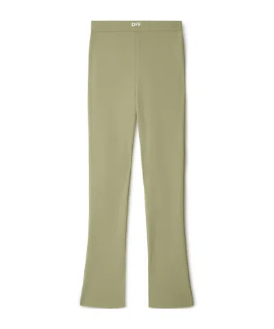 Off-white Smooth Slitted Casual Pants In Nude