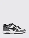 Off-white Out Of Office Grey Low Top Sneakers With Logo Patch On The Tongue And Contrasting Stitching In Leath In Green