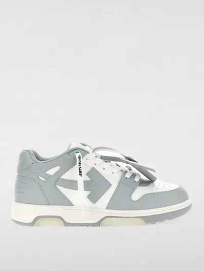 Off-white Low Top Sneakers With Perforated Toe And Rubber Sole In Gray
