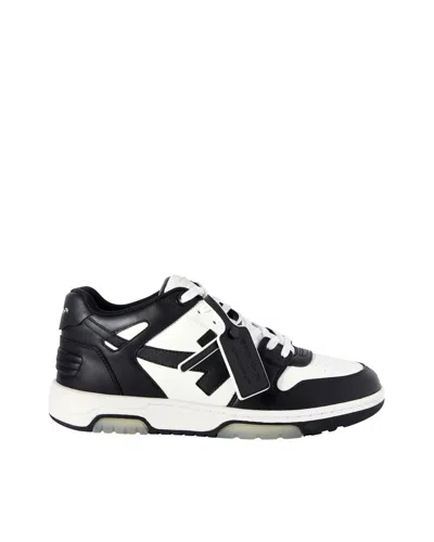 Off-white Low-top Sneakers With Iconic Branding And Rubber Sole In Black