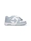 Off-white Low Top Sneakers With Perforated Toe And Rubber Sole In Gray