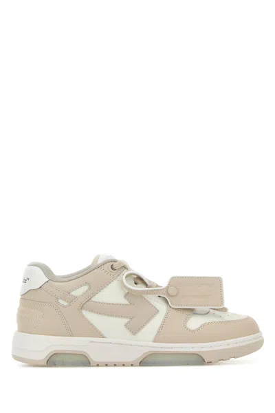 Off-white Off White Two Tone Leather Out Of Office Sneakers In Nude