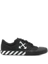 Off-white Low-top Canvas Sneakers Featuring Contrast Stripe In Black