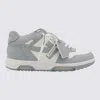 Off-white Low Top Sneakers With Perforated Toe And Rubber Sole In Gray
