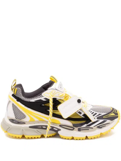 Off-white Sneakers With Embossed Sole And Laces In Animal Print