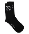Off-white Solid Color Ribbed Socks With Contrasting Logo In Black