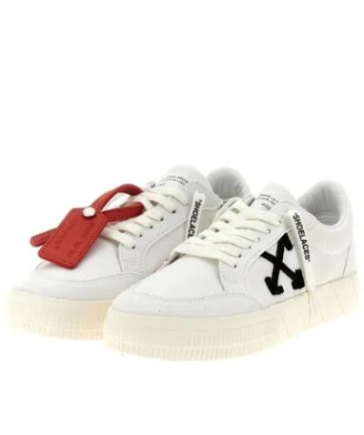 Pre-owned Off-white Sold Don't Buy Low Vulcanized Canvas Sneakers In White Black Eu 38 Us 8 In White Sneakers Black Logo Red Zip Tie & Details