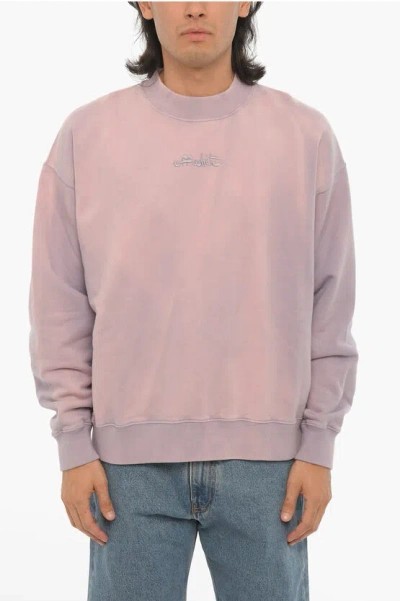 Off-white Soli Color Laundry Crew-neck Sweatshirt In Purple