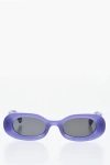 Off-white Solid Color Amalfi Oval Sunglasses In Brown