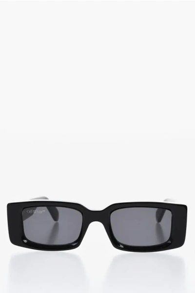 Off-white Solid Color Arthur Rectangular Sunglasses With Monogram In Black