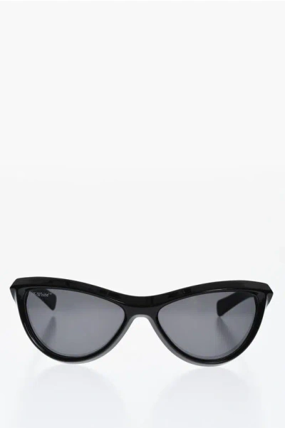 Off-white Solid Color Atlanta Sunglasses With Cat-eye Frame In Black