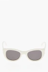 Off-white Solid Color Boulder Cat Eye Sunglasses In White