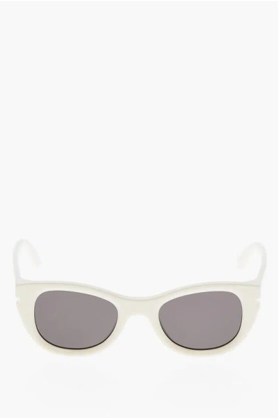 Off-white Solid Color Boulder Cat Eye Sunglasses In White