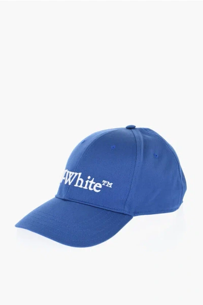 Off-white Solid Color Cap With Embossed Logo In Blue