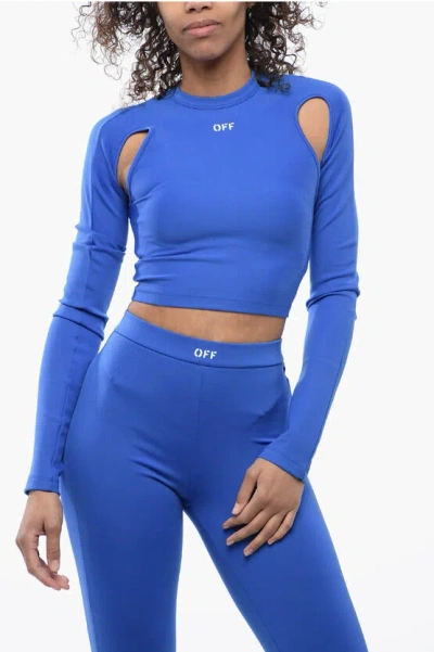 Off-white Logo-stamp Cut-out Blouse In Blue
