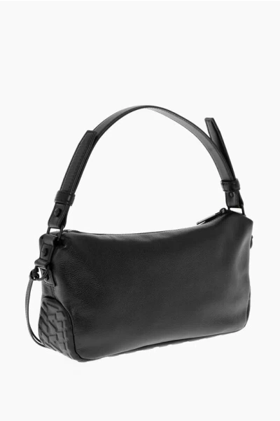 Off-white Solid Color Leather Biker Tire Bag With Removable Shoulder S In Brown