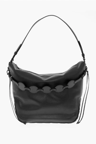 Off-white Solid Color Leather Biker Tire Weekend Bag In Pink