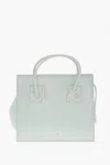 Off-white Solid Color Leather Tote Bag In Blue