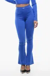 Off-white Solid Color Leggings With Ankle Slit In Blue