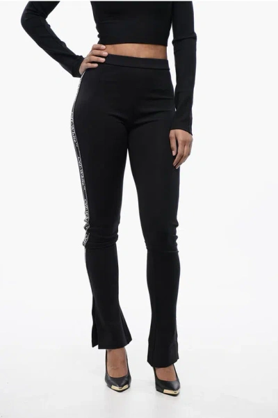 Off-white Solid Colour Leggings With Side Logoed Band And Ankle Slit In Black