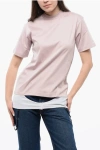 Off-white Solid Color Lingerie T-shirt With Contrasting Detail In Pink
