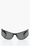 Off-white Solid Color Luna Sunglasses With Curved Frame