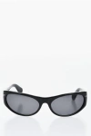Off-white Solid Color Napoli Sunglasses With Oval Lenses In Black