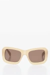 Off-white Solid Color Oversized Verona Rectangular Sunglasses In Brown