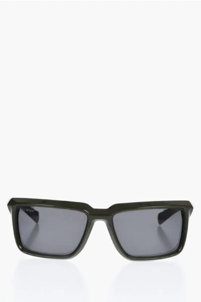 Off-white Solid Color Portland Rectangular Sunglasses With Embossed Lo In Black