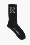 Off-white Solid Color Ribbed Socks With Contrasting Logo