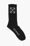 Off-white Solid Color Ribbed Socks With Contrasting Logo In Black