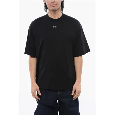Off-white Solid Color Skate Crew-neck T-shirt With Arrow Embroidery In Black