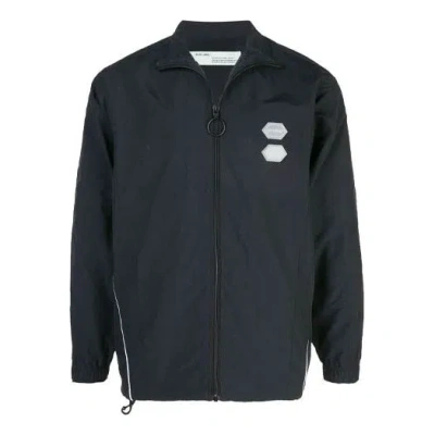 Off-white Solid Color Stand Collar Zipper Jacket Slim Fit Version Black