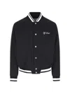 Off-white College Satin Souvenir Bomber Jacket In Black