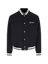 Off-white College Satin Souvenir Bomber Jacket In Black