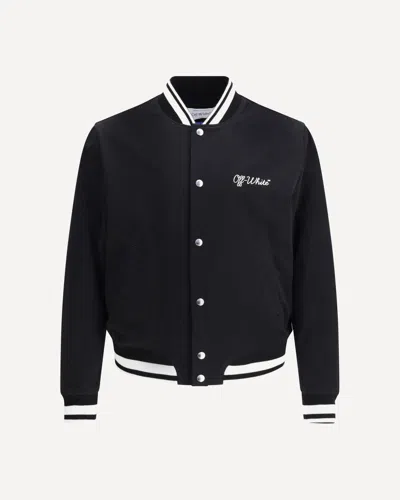 Off-white Off White Men `script Cotgab Souvenir` Varsity Jacket In Black