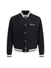 Off-white Black Polyester Bomber Jacket With Contrast Detailing In Black/white
