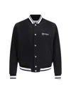 Off-white College Satin Souvenir Bomber Jacket In Black/white