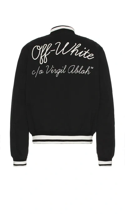 Off-white Off White Men `script Cotgab Souvenir` Varsity Jacket In Black