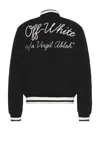 Off-white College Satin Souvenir Bomber Jacket In Black & White