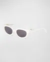 Off-white Sparks Acetate Cat-eye Sunglasses In 0107 White Dark Grey