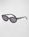 Off-white Sparks Acetate Cat-eye Sunglasses In 1007 Black Dark Grey